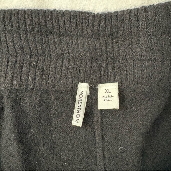 Nordstrom XL 100% cashmere Black Wide Leg Lounge Pants Women's Elastic - Picture 6 of 8